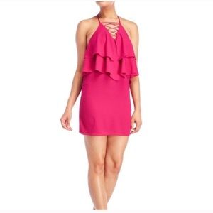 Beautiful Magenta // Fushia Laced Founce Bodice Sexy Cocktail Dress NWT